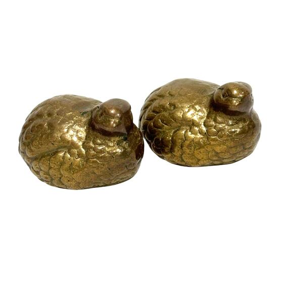 Vintage brass figures quail bird figurines paperweights miniature made in Taiwan - Picture 9 of 9